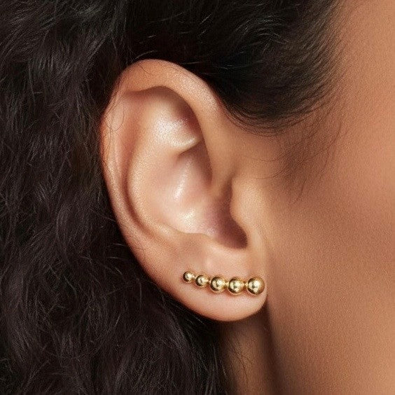 Tiny balls earrings brass