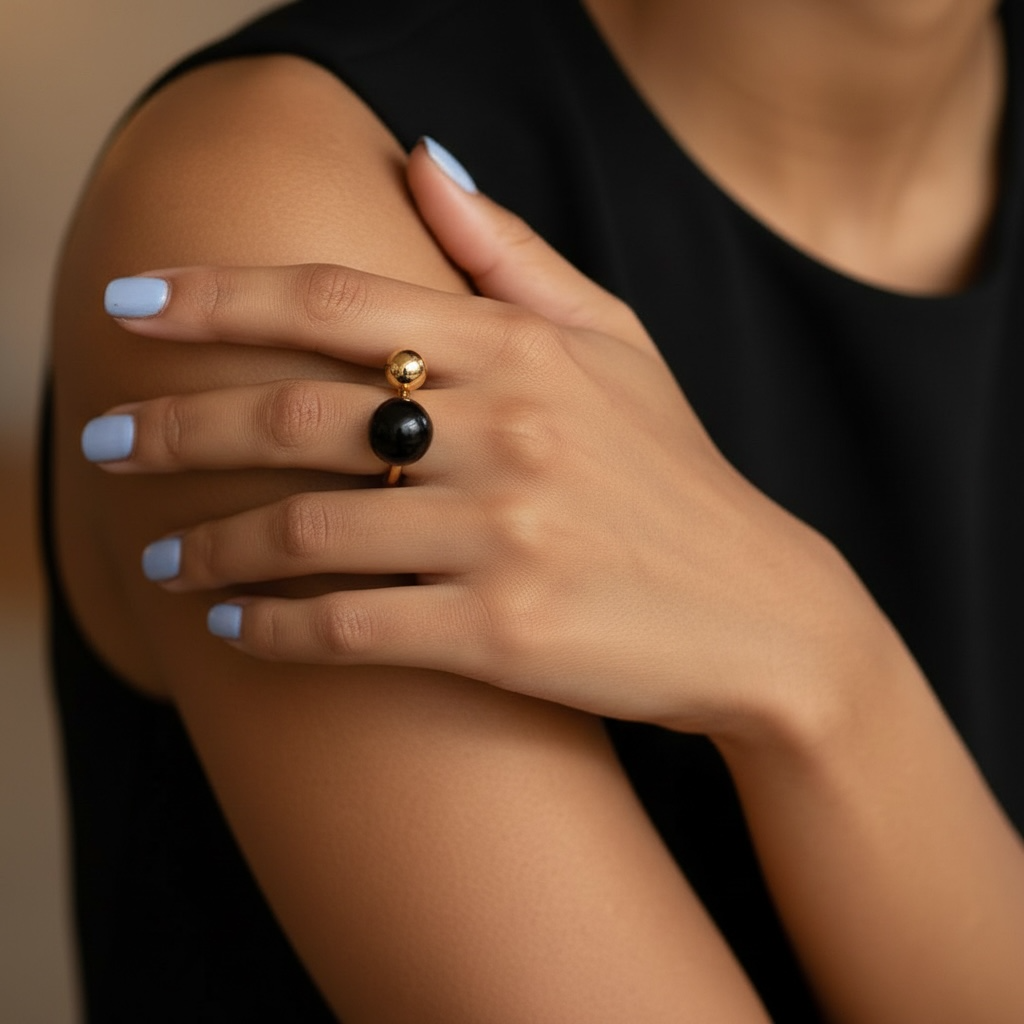 Twin ring black onyx