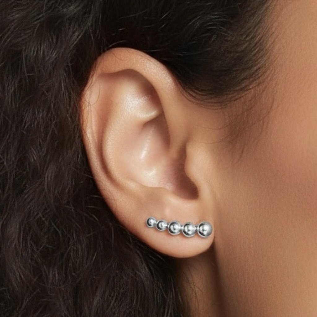 Tiny balls earrings brass