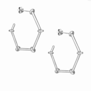 Hexagonal earrings recycled  silver 925